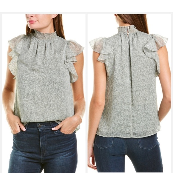 [NEW] 1. State Mock Neck Flutter Sleeve Top - Picture 7 of 8